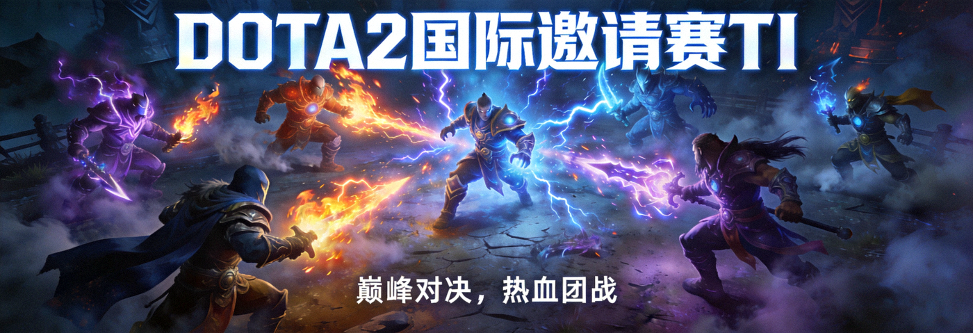 DOTA2国际邀请赛TI赛事宣传图，展现激烈团战画面