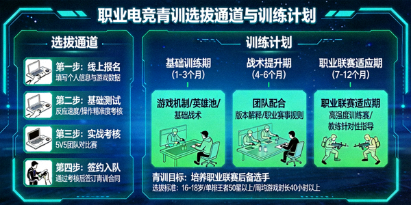 职业电竞青训选拔通道与训练计划展示图
